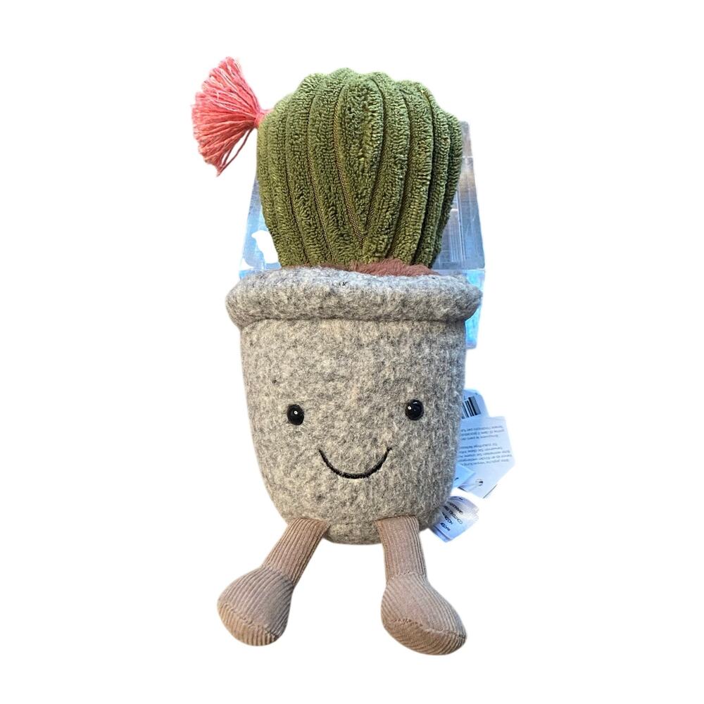 Jellycat Silly Succulent Barrel Cactus Plush Toy Pink Tassel Flower